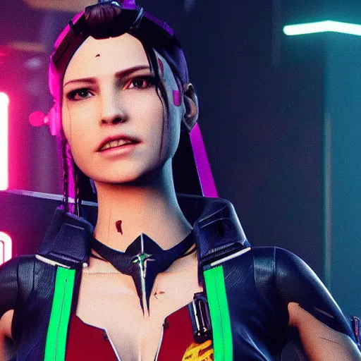 Image similar to female V from Cyberpunk 2077 wearing spiked choker, 4K