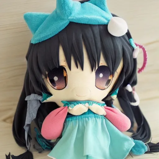 Image similar to cute fumo plush of the girl who loves to collect seashells at the seashore, anime girl