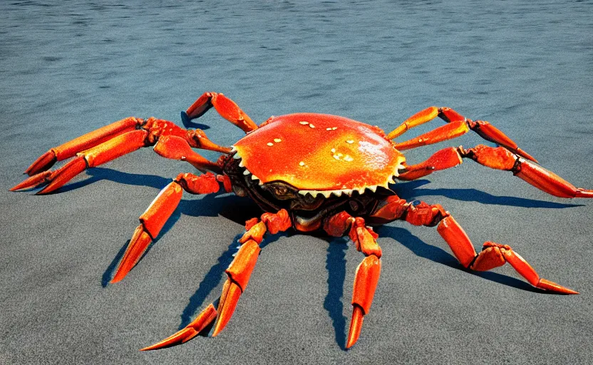 Image similar to giant crab, highly detailed, extremely high quality, hd, 4 k, 8 k, professional photographer, 4 0 mp, lifelike, top - rated, award winning, cinematic, realistic, detailed lighting, detailed shadows, sharp, no blur, edited, corrected, trending