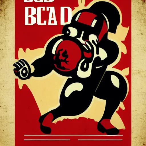 Image similar to stylized poster for blood bowl game, in style of thirties, with slogan play better!