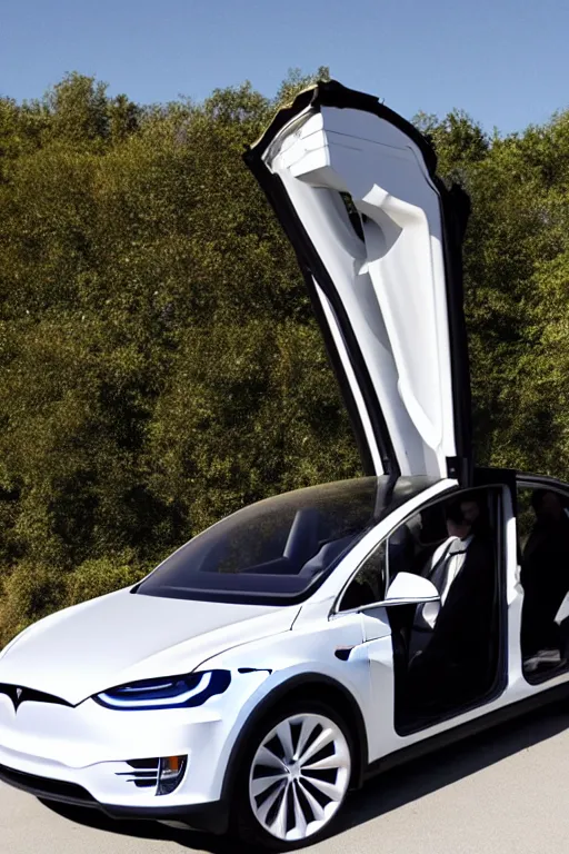 Image similar to Elon Musk driving a Tesla Model X