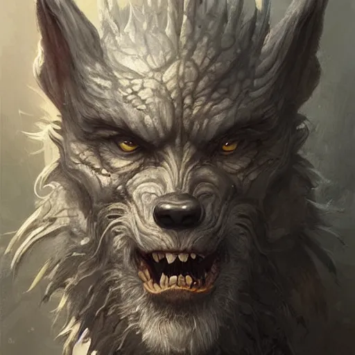 Prompt: a portrait of a grey old ,man? ,werewolf?, dragon! dragon! dragon!, dragon!, dragon!, dragon!, dragon! dragon!, dragon!, dragon!, dragon!, dragon!, dragon!, dragon head!, dragon head!, dragon horns!, epic fantasy art by Greg Rutkowski