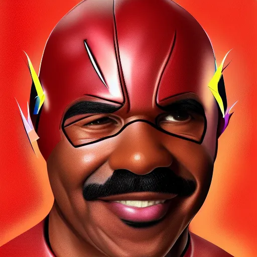 Prompt: Steve Harvey as The Flash, digital painting, highly detailed model