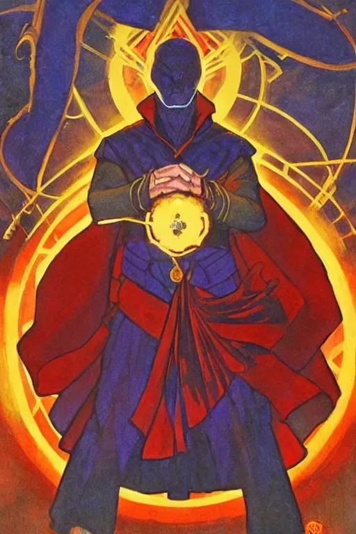 Image similar to doctor strange, marvel, artwork by nicholas roerich