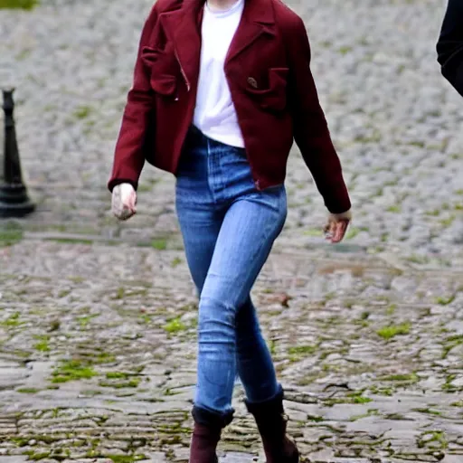 Prompt: emma watson walking in bruges