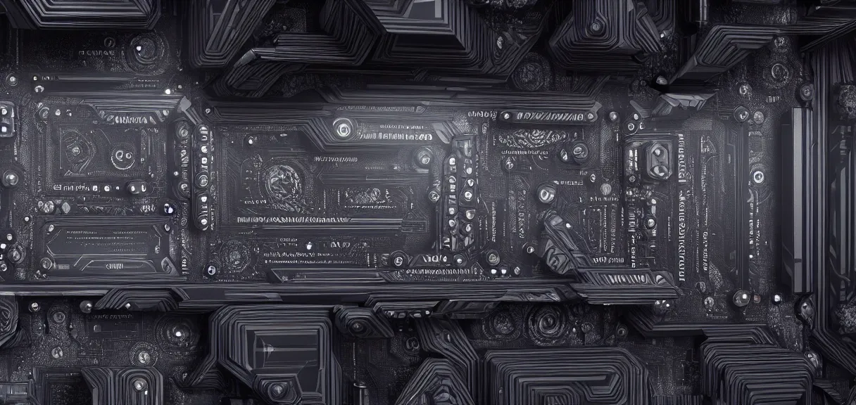 Image similar to fractal motherboard, greg rutkowski, esuthio, craig mullinshyper, scifi, symmetry fractal, octane render, detailed realistic 8 k,