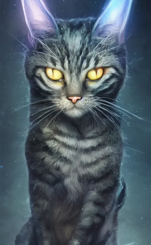 Image similar to magic cat, dynamic lighting, photorealistic fantasy concept art, trending on art station, stunning visuals, terrifying, creative, cinematic