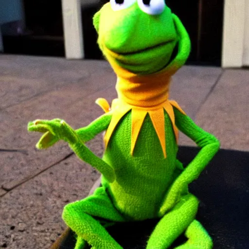 Image similar to drunk kermit the frog