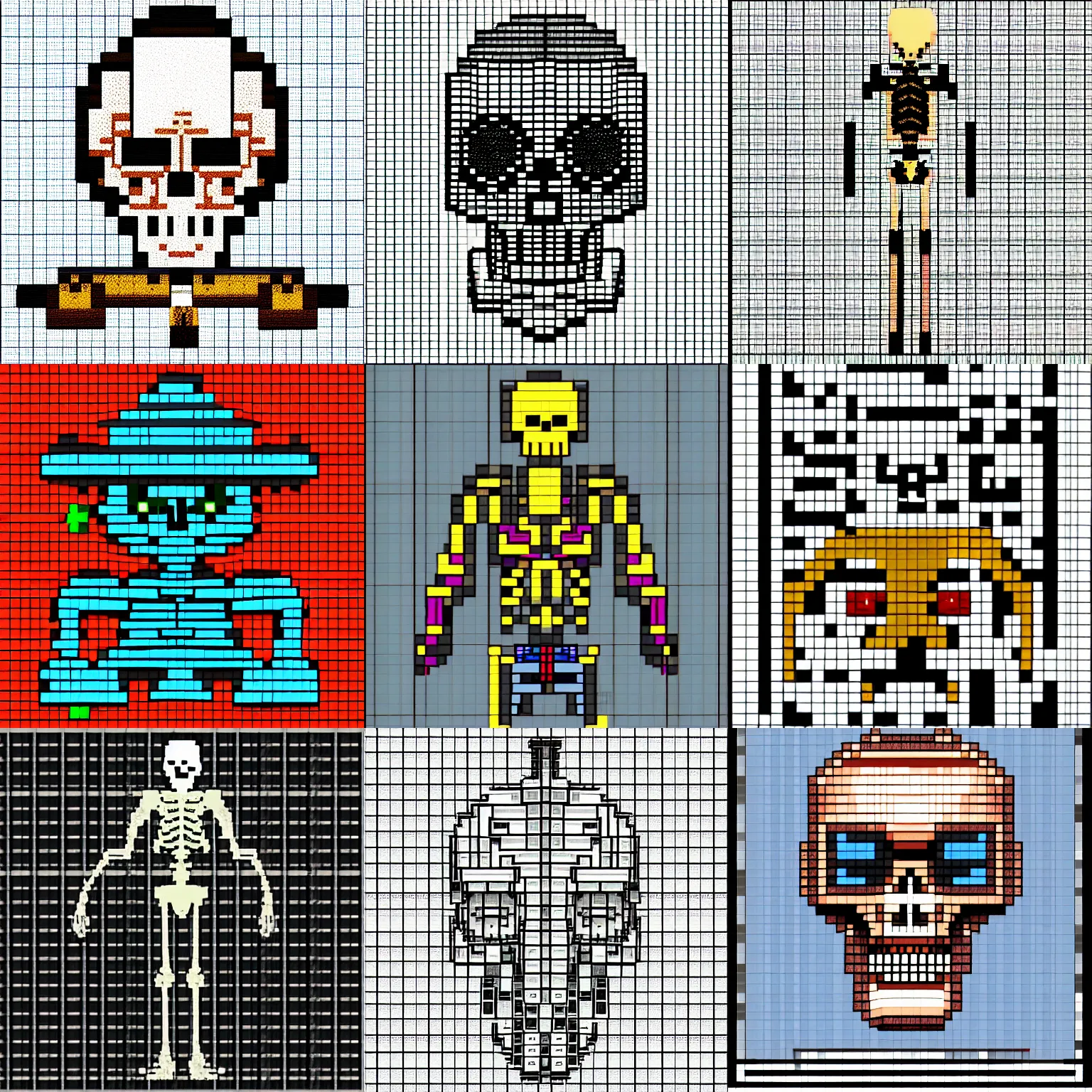 Prompt: skeleton pixel art, #pixelart