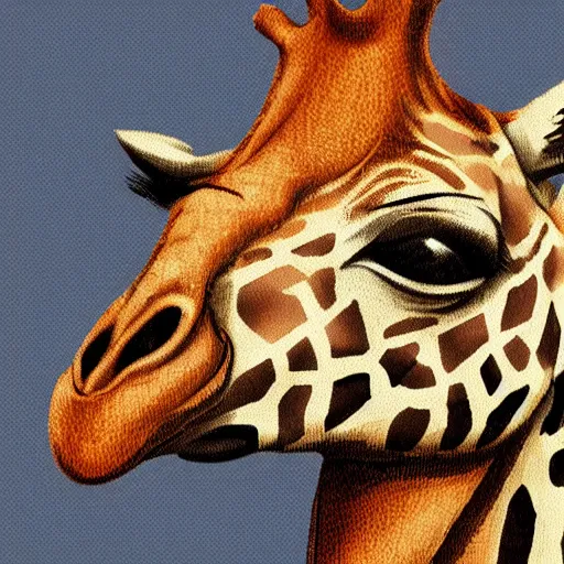 Prompt: an illustration of a giraffe using rollers