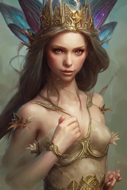 Image similar to fairy princess, highly detailed, d & d, fantasy, highly detailed, digital painting, trending on artstation, concept art, sharp focus, illustration, art by artgerm and greg rutkowski and magali villeneuve