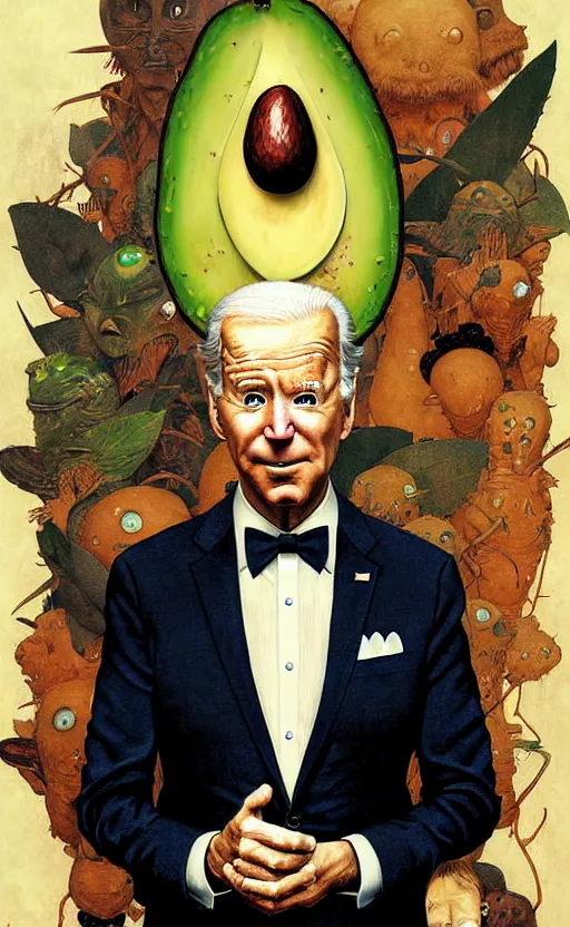 Image similar to joe biden avocado painting propaganda poster by chiara bautista, beksinski and norman rockwell and greg rutkowski weta studio, and lucasfilm