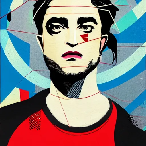 Image similar to Robert Pattinson Batman profile picture by Sachin Teng, asymmetrical, Organic Painting, Matte Painting, geometric shapes, hard edges, graffiti, street art:2 by Sachin Teng:4