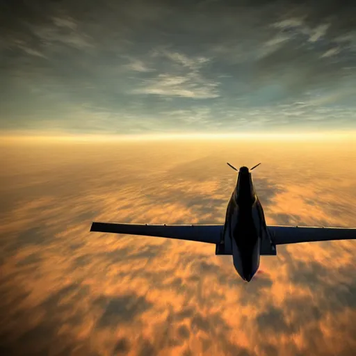 Image similar to jet flying in the sky with exhaust visible, cinematic, beautiful, detailed, realistic