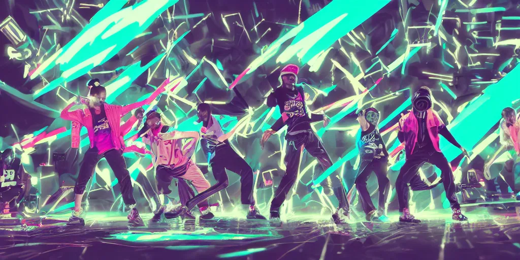 Image similar to Lightning rap battle, digital art, vapor wave, hip hop, graffiti, trending on Artstation, professional artist, detailed, 4k