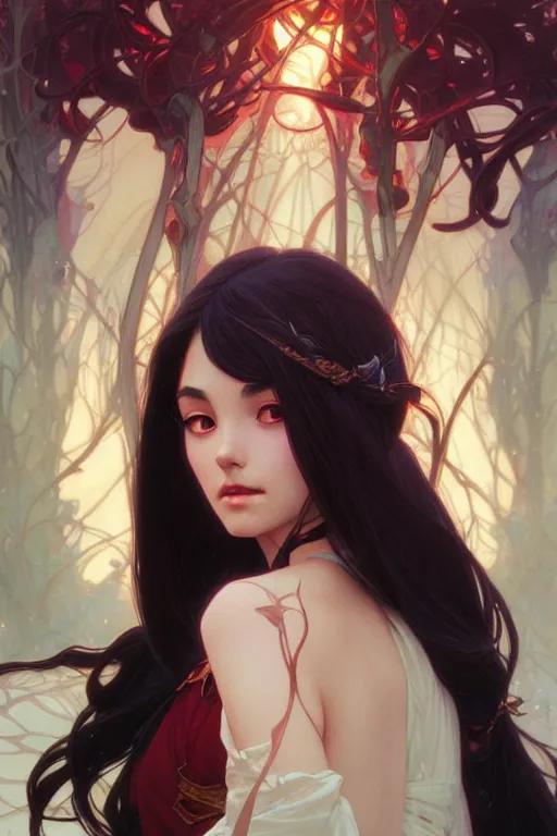 Image similar to rei hino as a princess, fantasy, intricate, elegant, highly detailed, digital painting, artstation, concept art, matte, sharp focus, illustration, art by artgerm and greg rutkowski and alphonse mucha