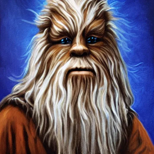 Prompt: gandalf as chewbacca, painting