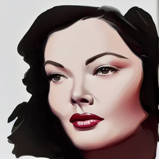 Image similar to young beautiful Gene Tierney color studio publicity photo , tight face shot portrait, highly detailed, digital painting, artstation, concept art, illustration, art , by John Clymer, in the style of John Clymer, painting by John Clymer