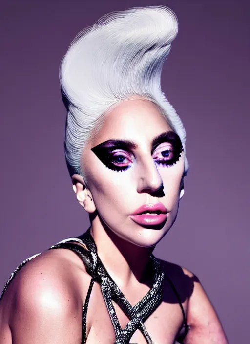 Image similar to lady gaga vogue photoshoot by nick knight editorial studio lighting Highly realistic. High resolution. Highly detailed. Dramatic. 8k.4k.