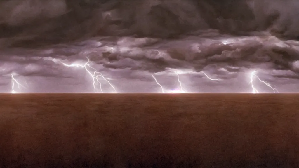 Image similar to lightning lighting things, film still from the movie directed by denis villeneuve and david cronenberg with art direction by salvador dali and zdzisław beksinski, wide lens