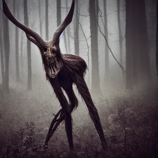 Prompt: award winning nature photograph of a wendigo