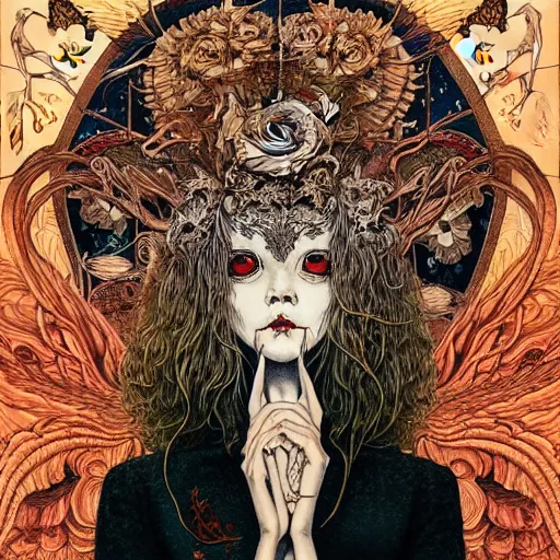 Image similar to portrait painted in jacek yerka style drawn by vania zouravliov and takato yamamoto, inspired by angel of death, intricate acrylic gouache painting, high detail, sharp high detail, artstation