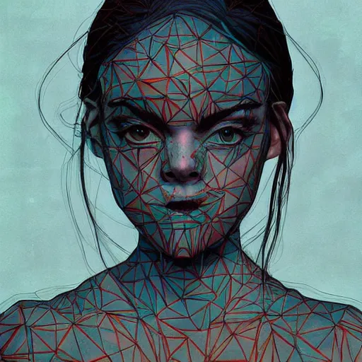 Prompt: Elle Fanning in System Shock picture by Sachin Teng, asymmetrical, dark vibes, Realistic Painting , Organic painting, Matte Painting, geometric shapes, hard edges, graffiti, street art:2 by Sachin Teng:4