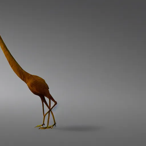 Prompt: [ a bird - like creature ] with [ a long neck and long legs ]! digital rendering deviant art photorealism 1 6 k 3 2 k hyperrealistic majestic daz 3 d