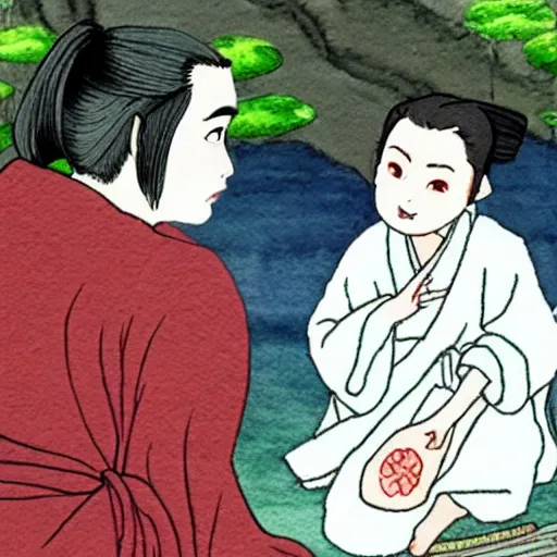 Image similar to ben shapiro in the tale of princess kaguya ( 2 0 1 3 ), beautiful, bright, smooth, wholesome, watercolor