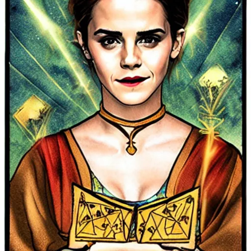 Prompt: Tarot card of Emma Watson