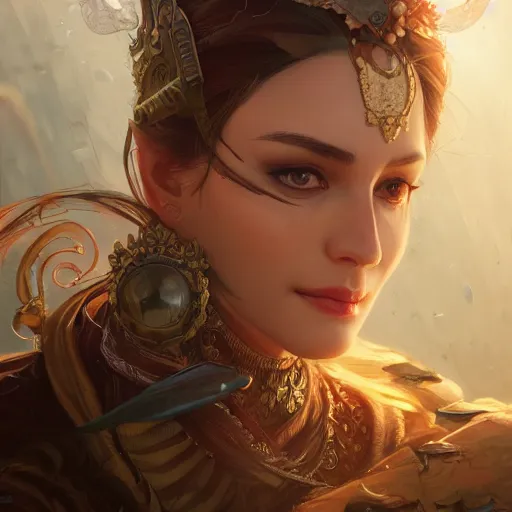 Image similar to Hanif Bali, closeup, D&D, fantasy, intricate, elegant, highly detailed, digital painting, artstation, concept art, matte, sharp focus, illustration, hearthstone, art by Artgerm and Greg Rutkowski and Alphonse Mucha