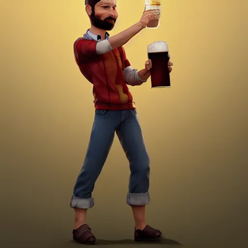 Prompt: Funcy Pop of Man holding beer, hyperdetailed, artstation, cgsociety, 8k,