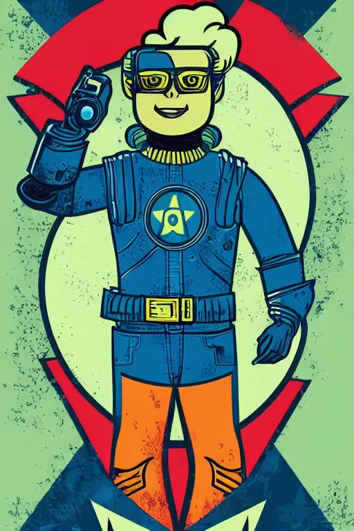 Image similar to fallout 7 6 retro futurist illustration art by butcher billy, sticker, colorful, illustration, highly detailed, simple, smooth and clean vector curves, no jagged lines, vector art, smooth andy warhol style