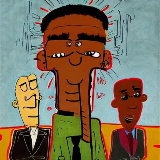 Prompt: handsome squidward, giga chad, basquiat