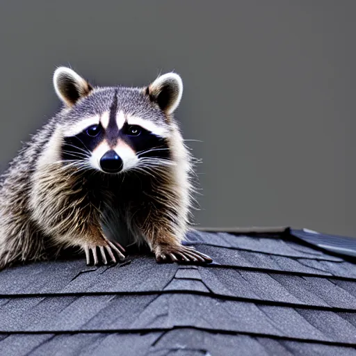 Image similar to raccoon on roof, backlit,