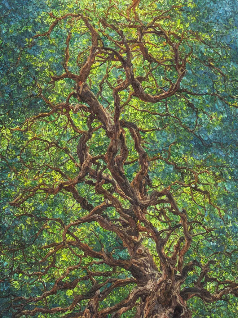 Image similar to Trending on artstation, highly detailed oil painting of a tree