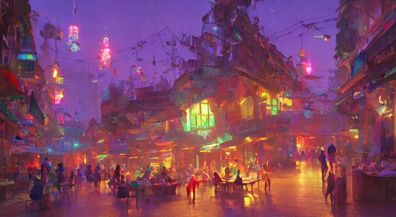 Image similar to bazaar zouk oriantal multicolorful sky shine place mosquet painting stylized digital video game icon global illumination ray tracing 8 k hd resolution, by ilya kuvshinov and cushart krentz and gilleard james