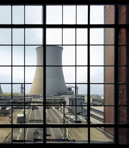 Image similar to photo of a power plant with a huge window opening, industrial design, extreme muscles