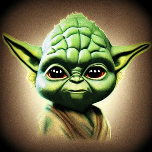 Image similar to caveman drawing of baby yoda, primitive, on a cave wall, chalk