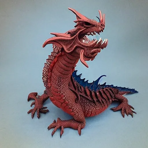 Prompt: “fire breathing dragon made from clay”