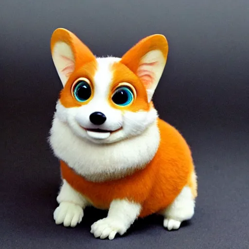 Image similar to adorable corgi furby toy, realistic concept art