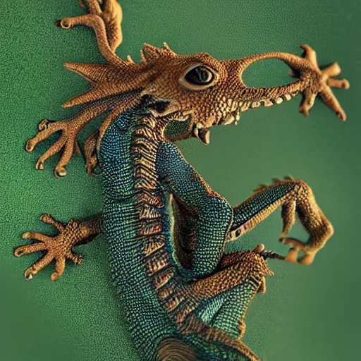 Prompt: brightfield microscopy photograph of a tiny dragon