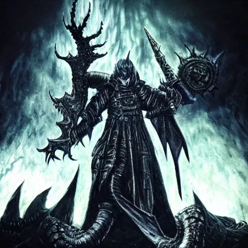 Prompt: donald trump as dark souls final boss, by hr giger, kentaro miura, bloodborne, dark souls, breathtaking, sense of awe