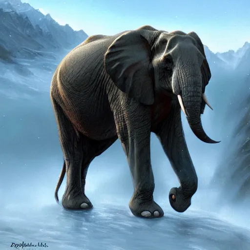 Image similar to ghost elephants in the Alps, Darrell K Sweet, artstation, concept art, digital art