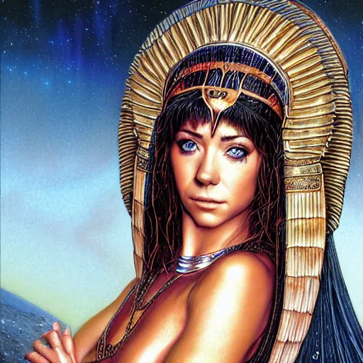 Image similar to portrait of young alyson hannigan as egyptian princess by luis royo, wayne barlowe