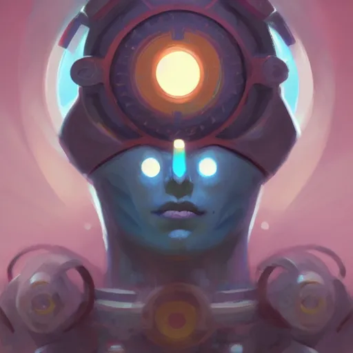 Prompt: symmetrical portrait of zenyatta by pete mohrbacher and guweiz and josan gonzalez, graphic novel, artstation, deviantart, pinterest, 4 k uhd image