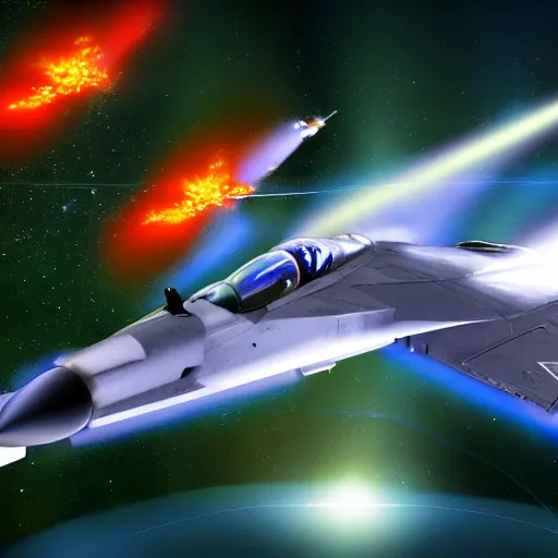 Image similar to cinematic areal shot of a fighter jet exploding from the laser energy wawe concept art