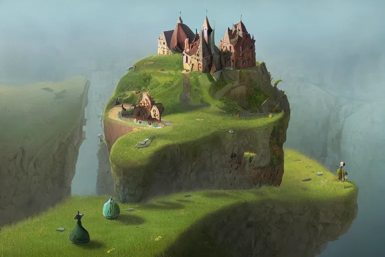 Prompt: an enchanting castle on a cliff by gediminas pranckevicius, overlooking a beautiful landscape, 1 0 mm