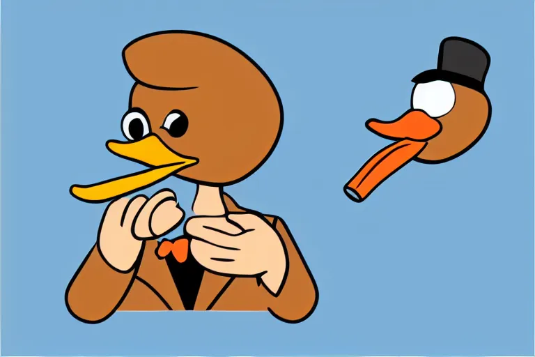 Image similar to a vector illustration of a duck smoking a cigar, elegant, intricate