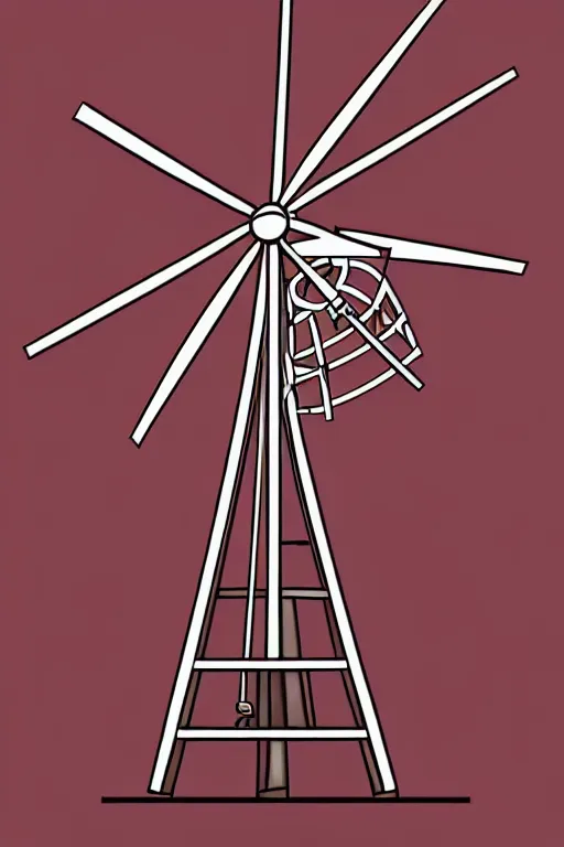 Image similar to minimalist boho style art of a windmill, illustration, vector art